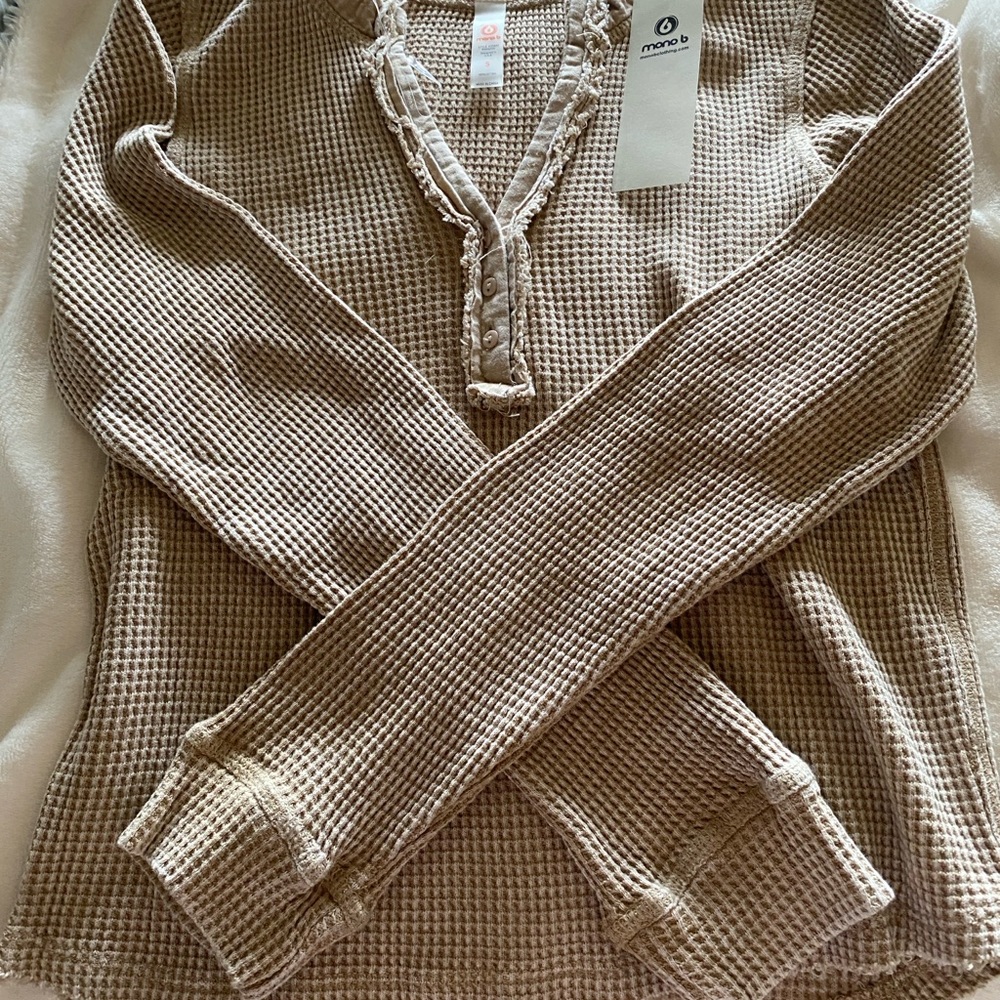 Moa Moa Beige Waffle Knit Top